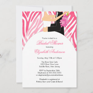 Bridal Shower Invitation Bride Groom Pink Zebra Kaart