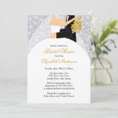 Bridal Shower Invitation Bride Groom Silver Bling Kaart (Staand voorkant)