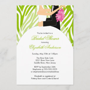 Bridal Shower Invitation Bride Lime Green Zebra Kaart