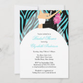 Bridal Shower Invitation Bride Turquoise Zebra Kaart (Voorkant)