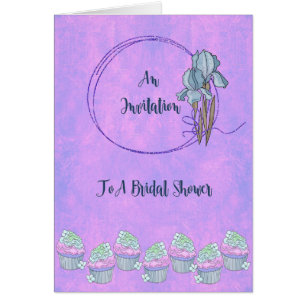 Bridal Shower Invitation Card, Lavender, with Iris