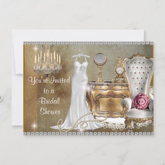 BRIDAL SHOWER INVITATION FAUX achtergrond Kaart (Voorkant)