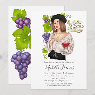 Bridal Shower Invitation française Girl Wine Kaart