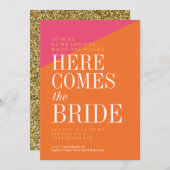 Bridal Shower Invitation, Gold Glitter, modern Kaart (Voorkant / Achterkant)