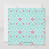 Bridal Shower Invitation Gown Turquoise Damask Kaart (Achterkant)
