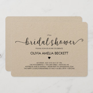 Bridal Shower Invitation - Kraft Kaart