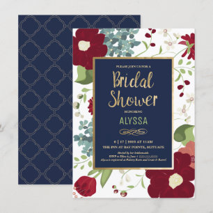Bridal Shower Invitation - Moderne Floral met Gold Kaart