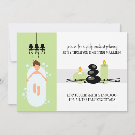 Bridal Shower Invitation of A Spa Weekend Getaway Kaart (Voorkant)