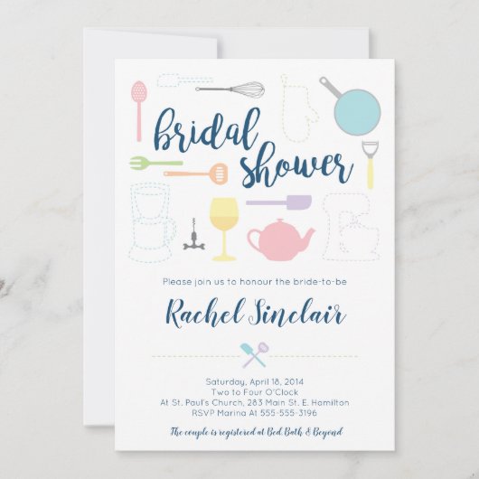 Bridal Shower Invitation - Pastel Kitchen Thema Kaart (Voorkant)