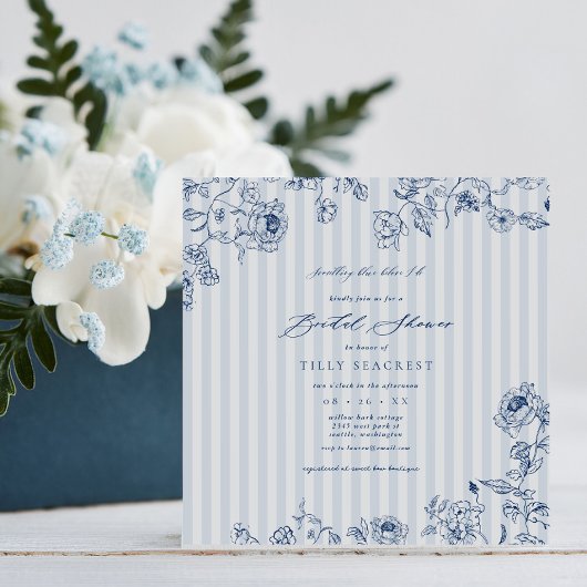 Bridal Shower Invitation Something Blue Stripes