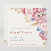 Bridal Shower Invitation Spring Pastel Florals Kaart (Voorkant / Achterkant)