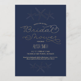 Bridal Shower Invitation - Strand, Zeester, Goud Kaart