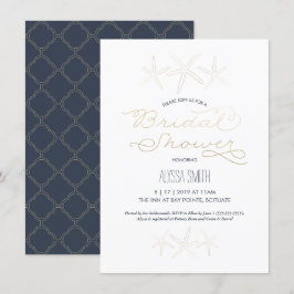 Bridal Shower Invitation - Strand, Zeester, Goud Kaart