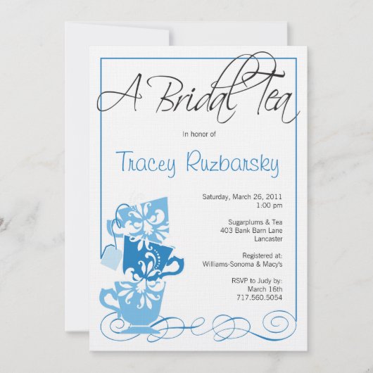 Bridal Shower Invitation - Tea Kaart (Voorkant)