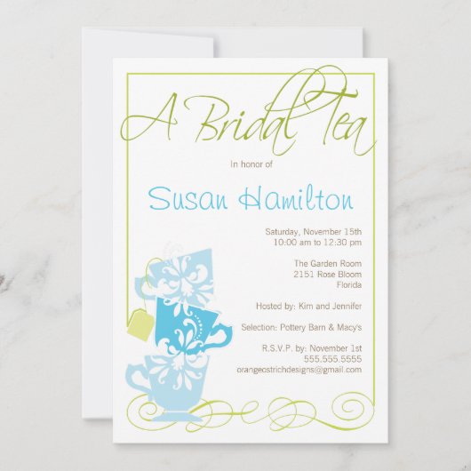 Bridal Shower Invitation - Tea Kaart (Voorkant)