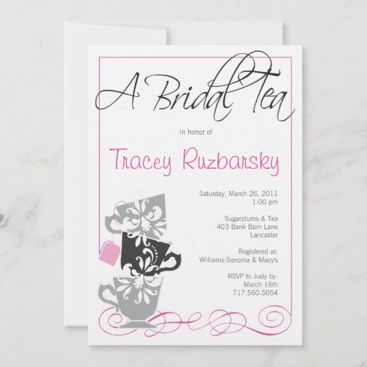 Bridal Shower Invitation - Tea Kaart (Voorkant)