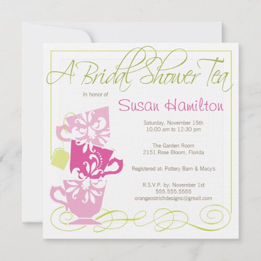 Bridal Shower Invitation - Tea Kaart (Voorkant)