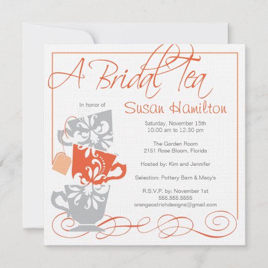 Bridal Shower Invitation - Tea Kaart (Voorkant)