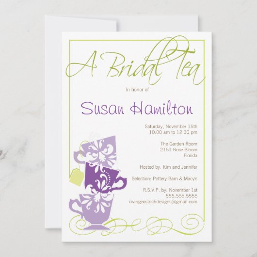 Bridal Shower Invitation - Tea Kaart (Voorkant)