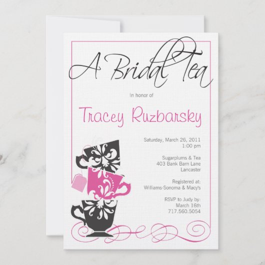 Bridal Shower Invitation - Tea Kaart (Voorkant)