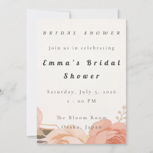Bridal shower Invitation Template (Devant)