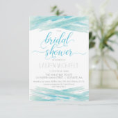 Bridal Shower Invitation - Waterverf, Blue Silver Kaart (Staand voorkant)