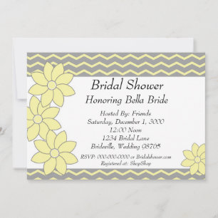 Bridal Shower Invitation yellow and grijs floral Kaart