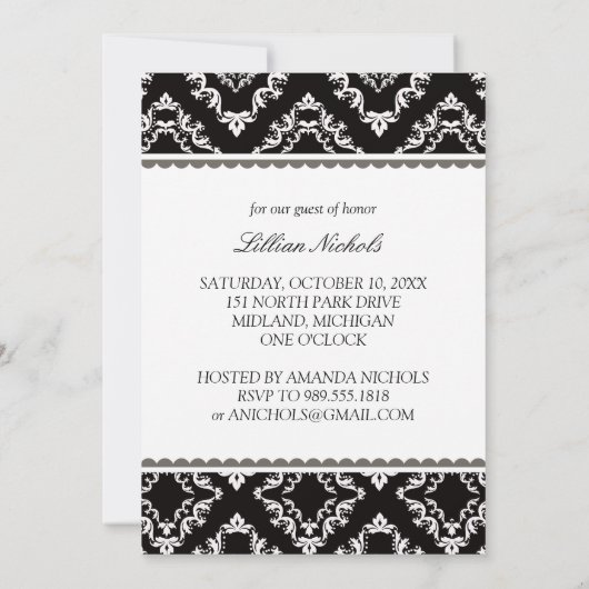 Bridal Shower Invitations {Black Haire Bride} Kaart (Achterkant)