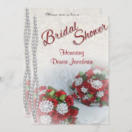 Bridal Shower Invitations Rozen en parels Kaart (Voorkant / Achterkant)
