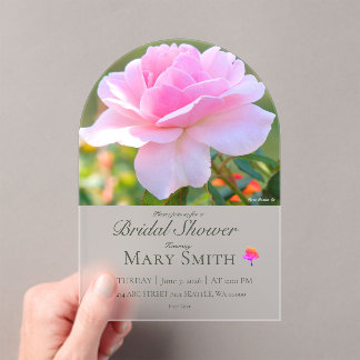 Bridal Shower (Pink Rose) Acryl Uitnodigingen
