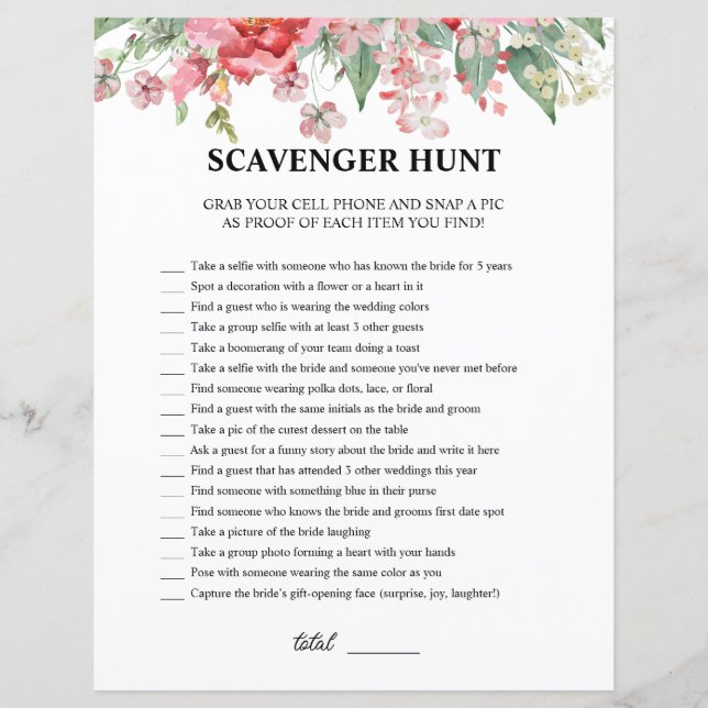 Bridal Shower Pink Scavenger Hunt (Voorkant)