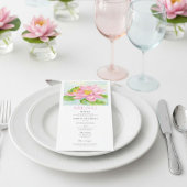 Bridal Shower Pink Waterlily & Tree Frog Menu