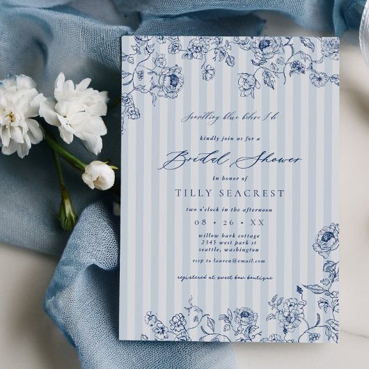 Bridal Shower Something Blue Party Invitation Kaart