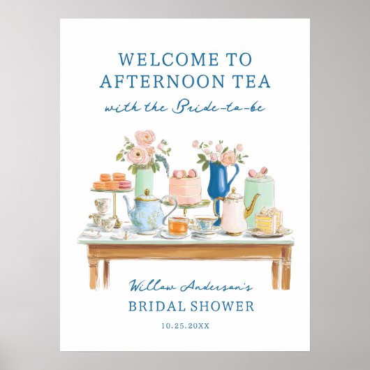 Bridal Shower Tea Party Welcome Poster (Devant)