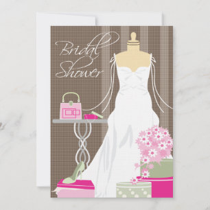 Bridal Shower-uitnodiging Roze en Sage Kaart