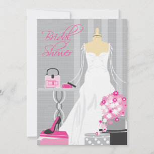 Bridal Shower-uitnodiging Roze en zilver Kaart