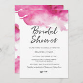 Bridal Shower-uitnodiging | Roze waterverf Kaart (Voorkant / Achterkant)