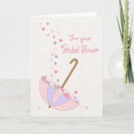Bridal Shower Umbrella with Hearts and Flowers Kaart