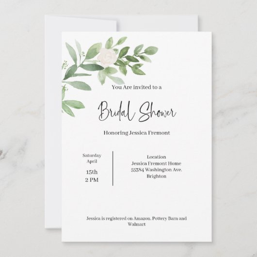 Bridal Shower Watercolor Invitation Aankondiging (Voorkant)