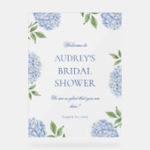 Bridal Shower Welcome Sign, Classic Blue Hydrangea (Recto)