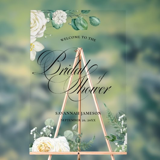 bridal shower welcome sign, eucalyptus bridal sign (Neutre)