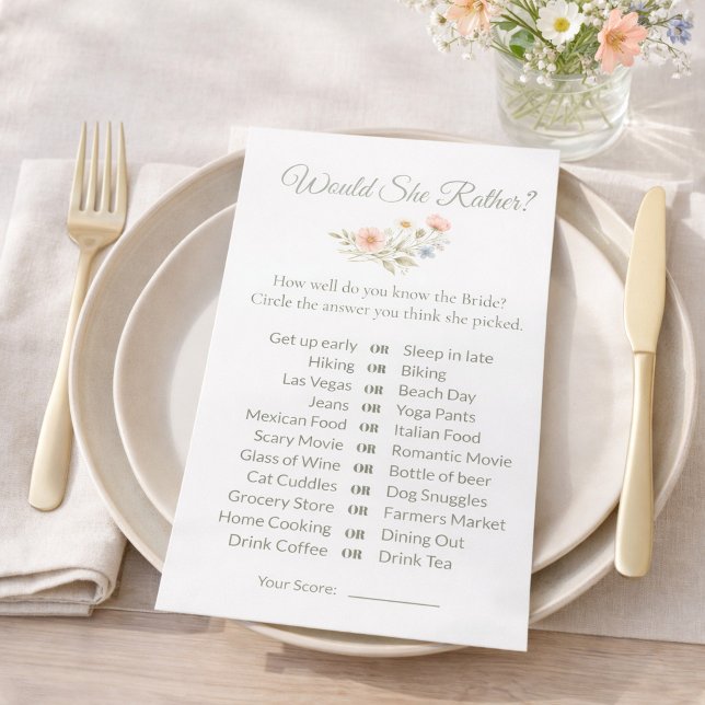 Bridal Shower Wildflower Would She Rather Game (Creator heeft geüpload)