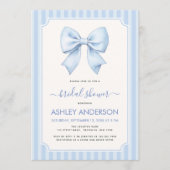 Bridal Shower with Blue Bow and Stripes Kaart (Voorkant)