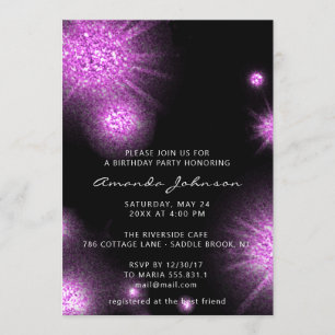 Bridal Sweet 16th 15th Birthday Glitter Pink Black Kaart