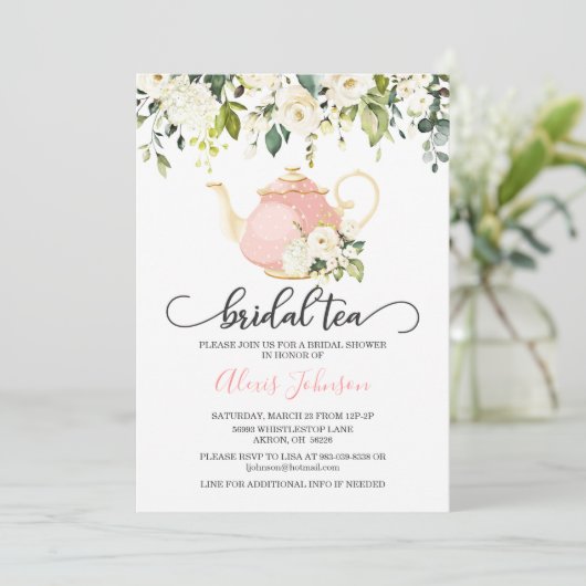 Bridal Tea Bridal Shower Invitation - Roze Kaart (Staand voorkant)