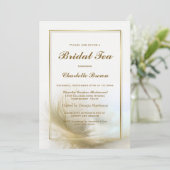 Bridal Tea Elegant Gold Feather Kaart (Staand voorkant)