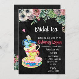 Bridal Tea Party Bloemenuitnodiging Kaart