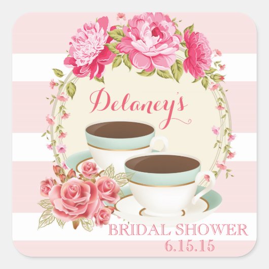 Bridal Tea Party Favor Stickers (Voorkant)