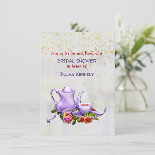 Bridal Tea Party Shower Uitnodiging (Staand voorkant)