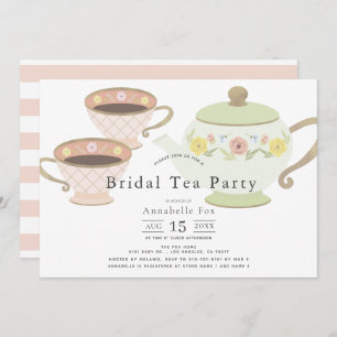 Bridal Tea Party Tea Pot & Cups Vrijgezellenfeest Kaart